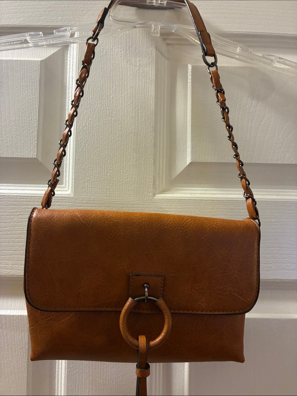 Sam & Hadley Cognac Style Shoulder Bag w/O-ring & magnetic flap closure